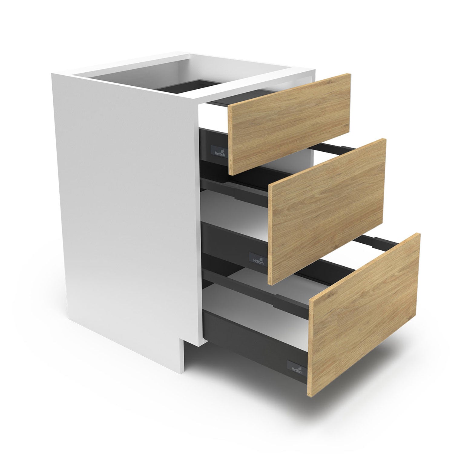 Meuble de cuisine bas - 3 tiroirs fini bois