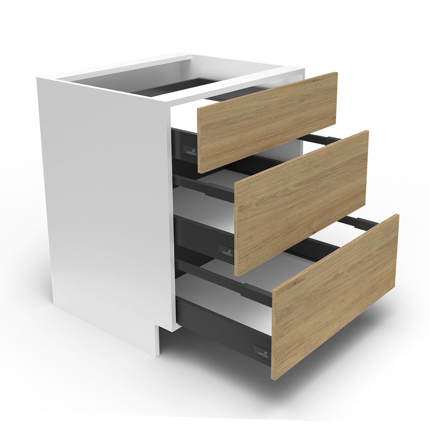 Meuble de cuisine bas - 3 tiroirs fini bois