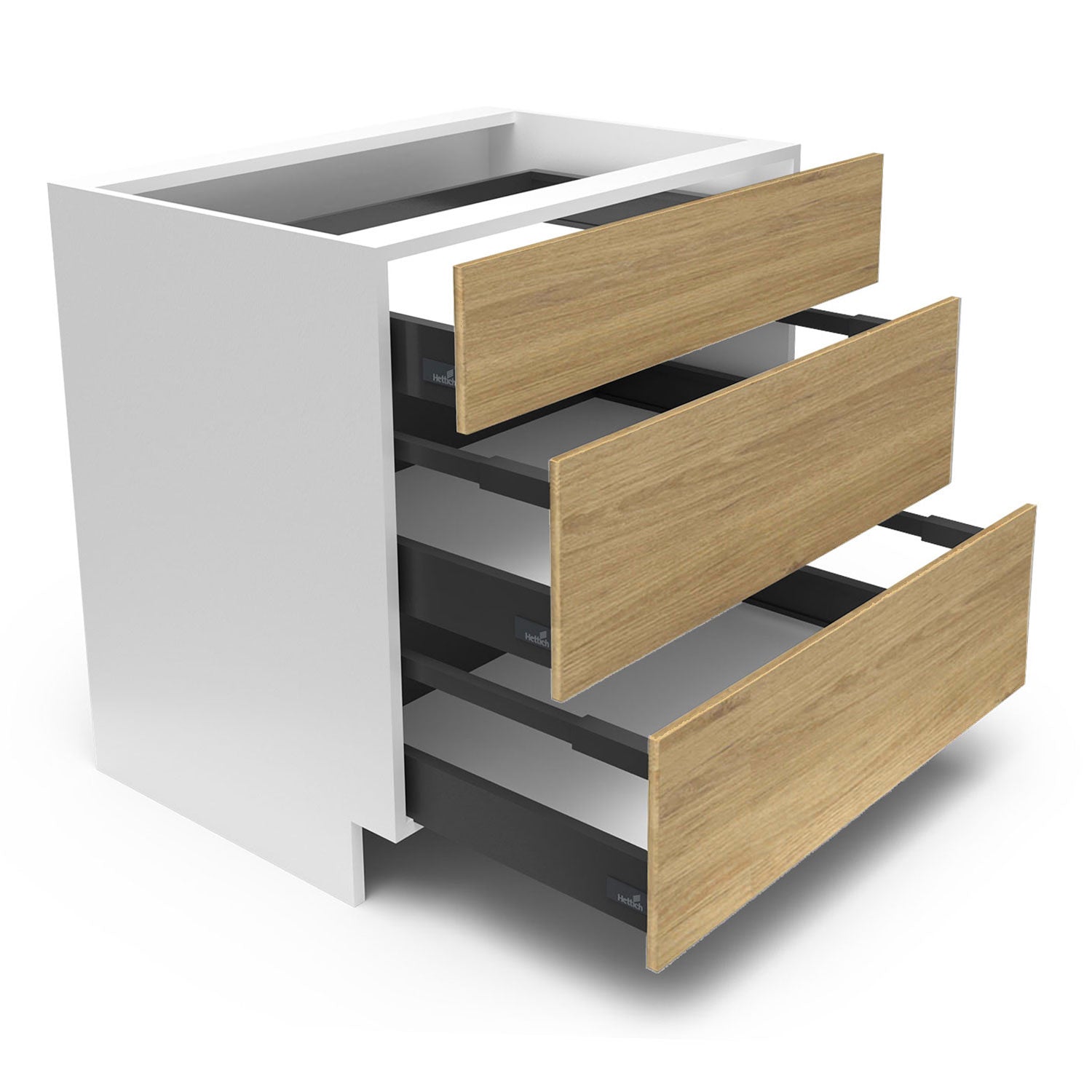 Meuble de cuisine bas - 3 tiroirs fini bois
