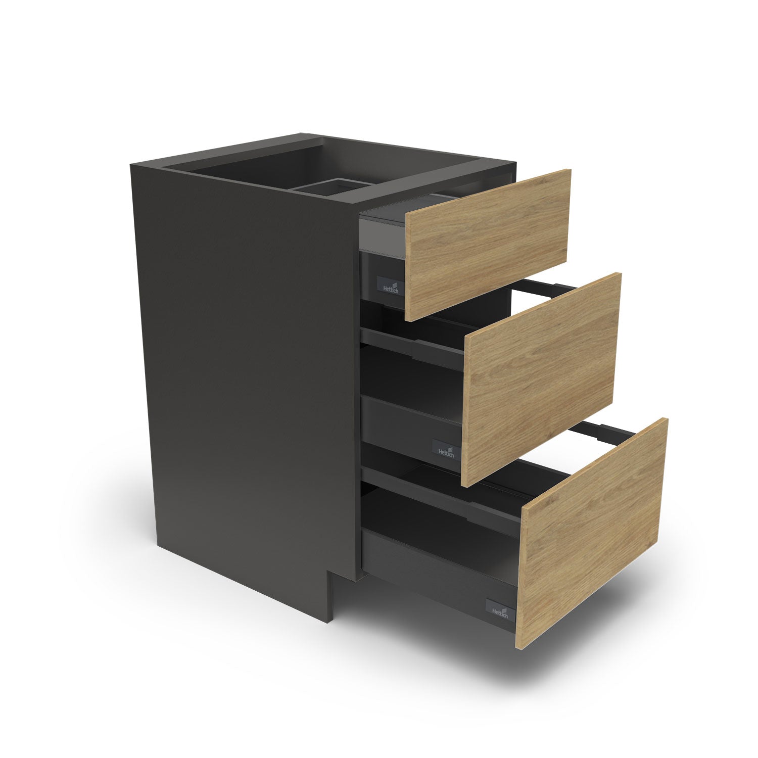 Meuble de cuisine bas - 3 tiroirs fini bois