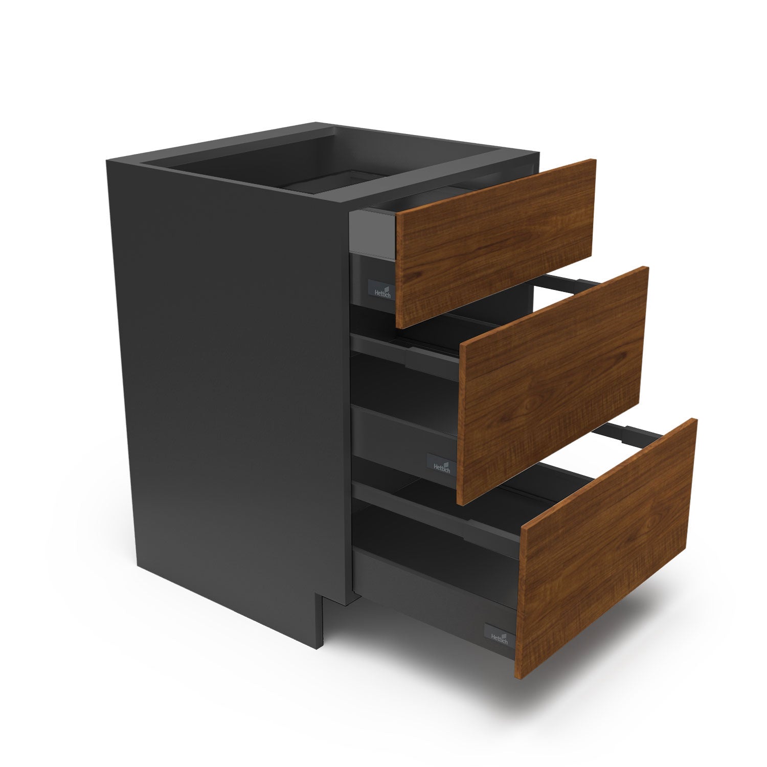 Meuble de cuisine bas - 3 tiroirs fini bois