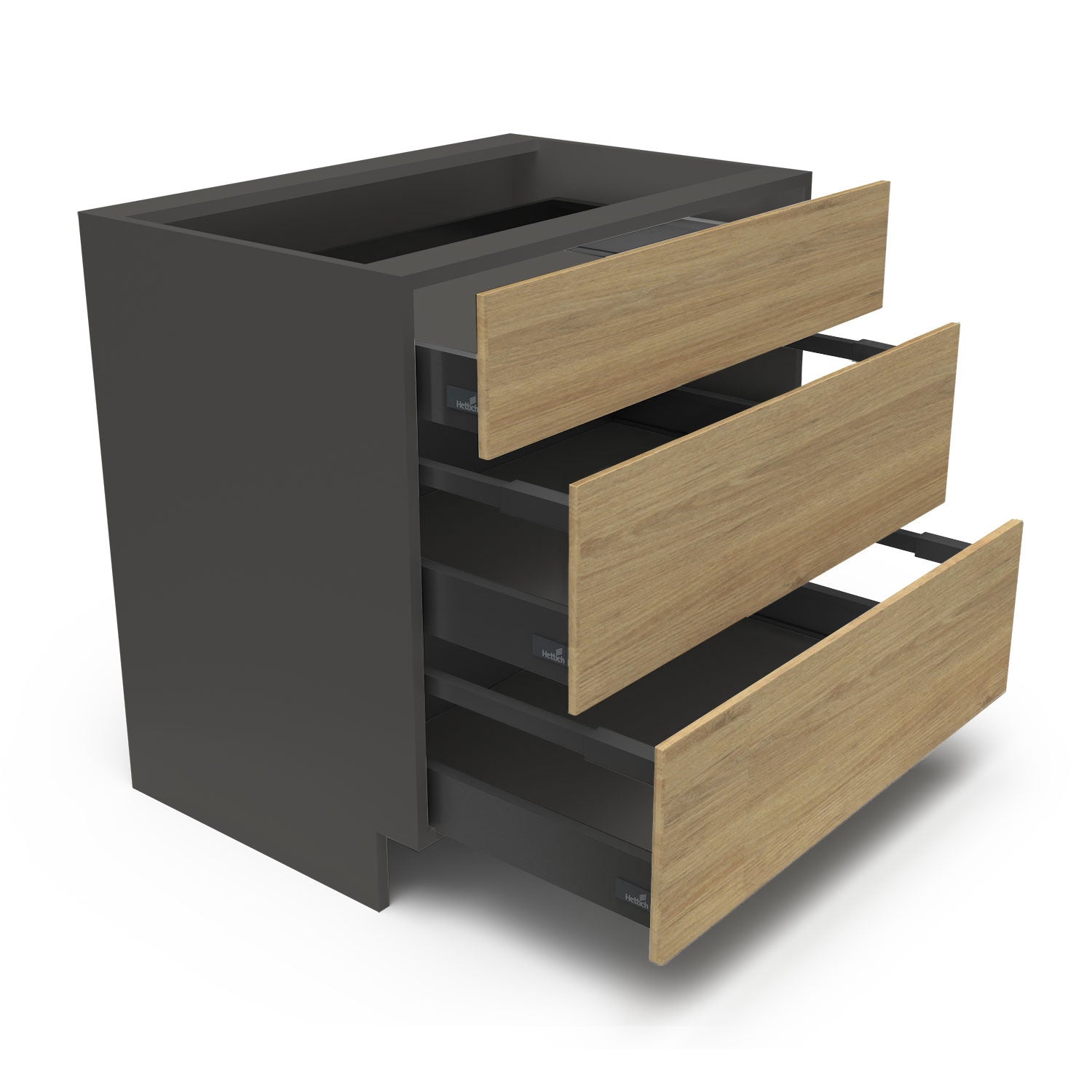 Meuble de cuisine bas - 3 tiroirs fini bois
