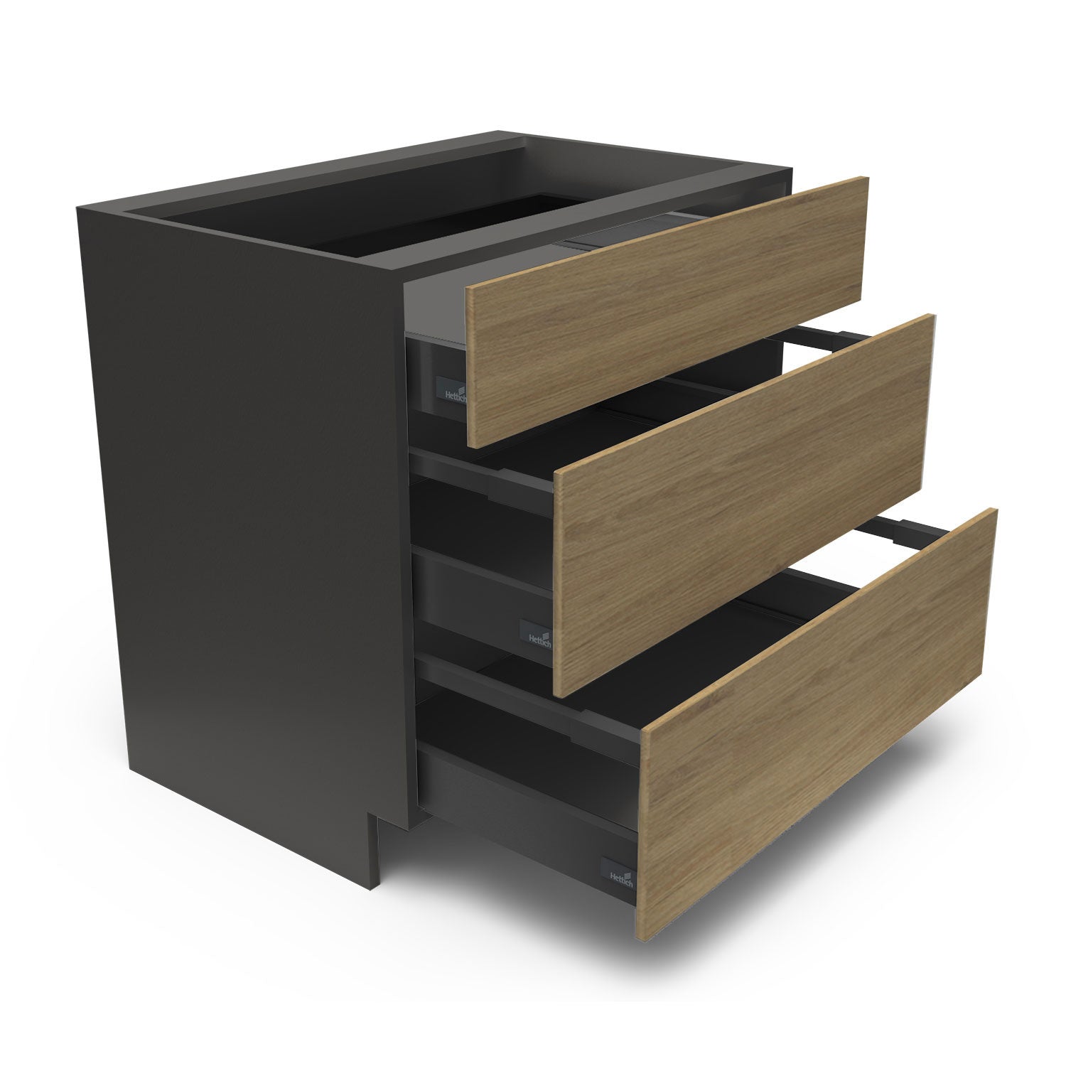 Meuble de cuisine bas - 3 tiroirs fini bois